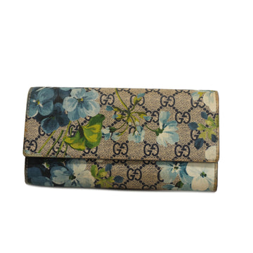 GUCCIAuth  GG Blooms Gold Metal Fittings 404070 Women's GG Supreme Long Wallet