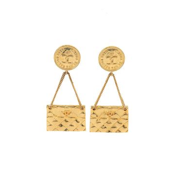 Chanel 31 RUE CAMBON matelasse bag motif earrings gold swing accessories vintage Earrings