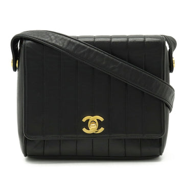 CHANEL Mademoiselle Cocomark Shoulder Bag Leather Black