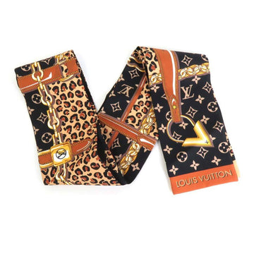 LOUIS VUITTON Scarf Muffler Monogram Leopard Bandeau Silk Black/Brown Women's M00417