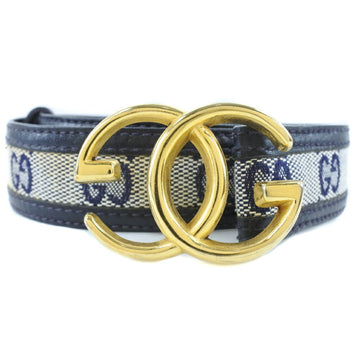 GUCCI interlocking G belt GG canvas × leather navy blue ladies