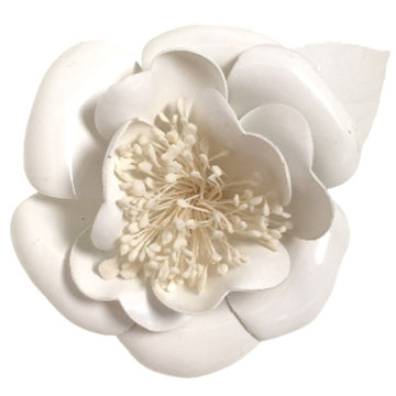 CHANEL Corsage Flower Camellia White Brooch