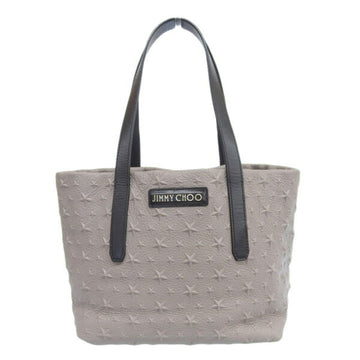 JIMMY CHOO Leather star embossed tote bag gray ladies