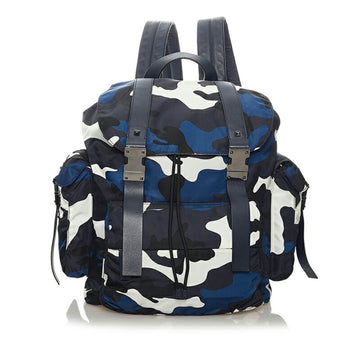 Valentino Camouflage Rockstud Backpack Blue White Nylon Leather Men's VALENTINO