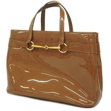 GUCCIAuth  Horsebit Tote Bag 319795 Women's Patent Leather Brown