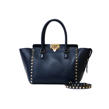 VALENTINO GARAVANI Garavani Handbag Rockstuds Shoulder Navy Blue Ladies