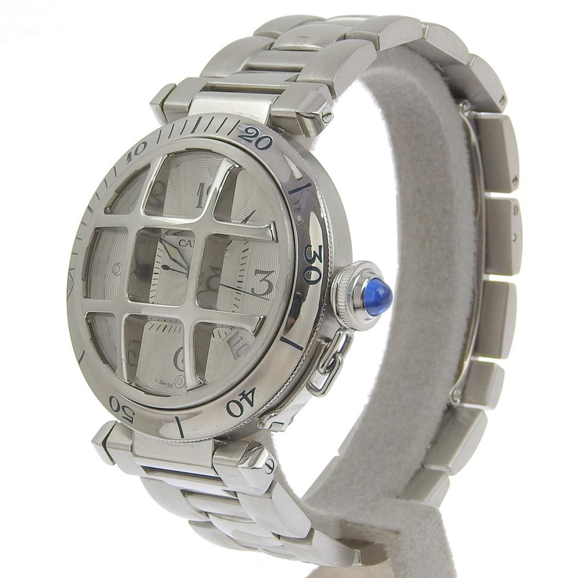 CARTIER Pasha grid watch back scale W31040H3 stainless steel silver au