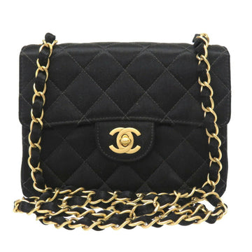 Chanel Matrasse Satin Black 6s Gold Chain Shoulder Bag 0098 CHANEL