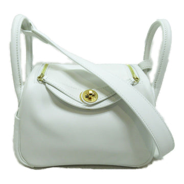 HERMES Lindy Mini Shoulder Bag White White Vaux Swift leather leather
