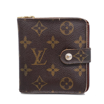 LOUIS VUITTON Wallet Monogram Compact Zip M61667 Brown Ladies