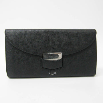 Celine Trotter Large Flap Multifaction Women's Leather Long Wallet (bi-fold) Black