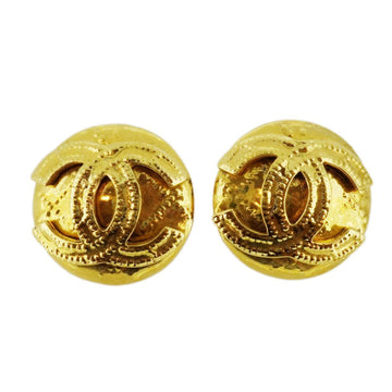 CHANEL Earrings Coco Mark Circle GP Plated Gold 94P Ladies