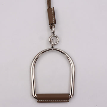 HERMES Esquetre GM necklace metal leather silver graige fittings
