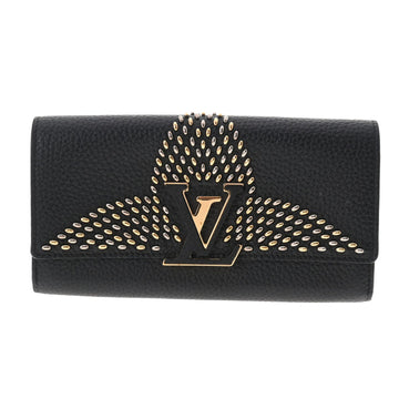 LOUIS VUITTON Portefeuille Capucine Studs Black M63954 Ladies Taurillon Leather Long Wallet