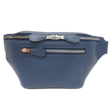 HERMES City Slide Cross PM Body Bag Waist Blue de Pluse Taurillon Cristobal C Engraved Ladies Men's