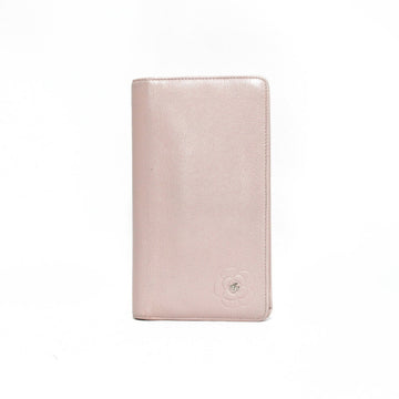 Chanel long wallet butterfly camellia COCO CC pink ladies leather