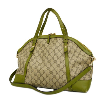 GUCCI Handbag GG Supreme 309614 Beige Green Gold Hardware Women's