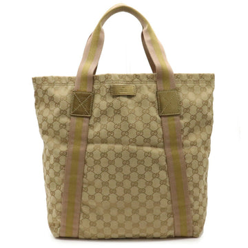 Gucci GG canvas tote bag shoulder leather khaki beige pink gold 189669