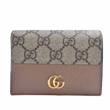 GUCCI GG Supreme Marmont Card Case Folio Wallet 658610 Beige PVC