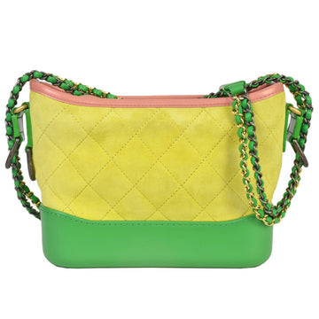 CHANEL Gabriel de  Hobo Bag Small No. 24 [manufactured in 2017] Pink Yellow Green Multicolor Suede Leather Gold/Chain Shoulder