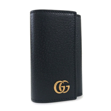 GUCCI Key Case GG Marmont 6 Rows 435305 Leather Black Men's