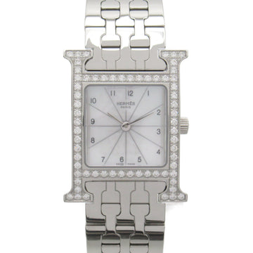 HERMES H Watch Diamond Bezel Wrist Watch Watch Wrist Watch HH1.230 Quartz White White shell Stainless Steel diamond