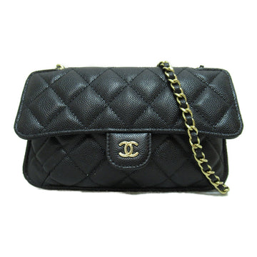 CHANEL ChainShoulder eco bag Blue Black Nylon Caviar Skin [Grained Calf]