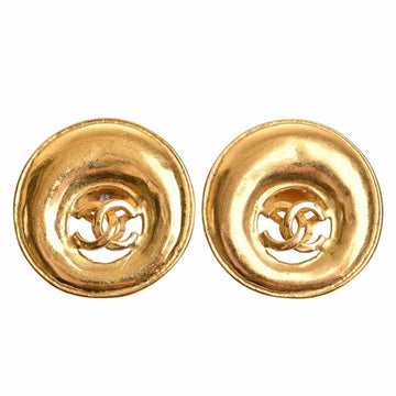 CHANEL Cocomark Round Earrings Gold Women's