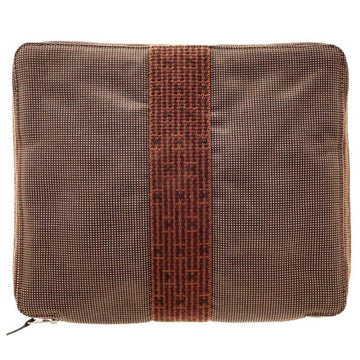 HERMES Pouch Yale Line Multi Nylon Canvas Brown  Men's Women's