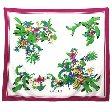 GUCCI Cotton Stole Pareo Bird Shawl