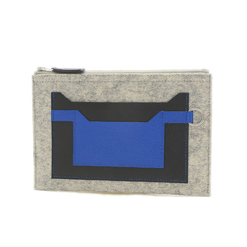 HERMES Toudou 20 Pouch Felt/Epson Gray/Black/Blue