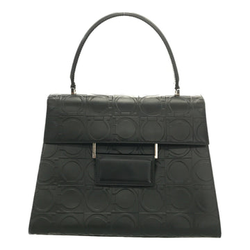 SALVATORE FERRAGAMO handbag AX-21 0855 Gancini leather black silver hardware top handle ladies