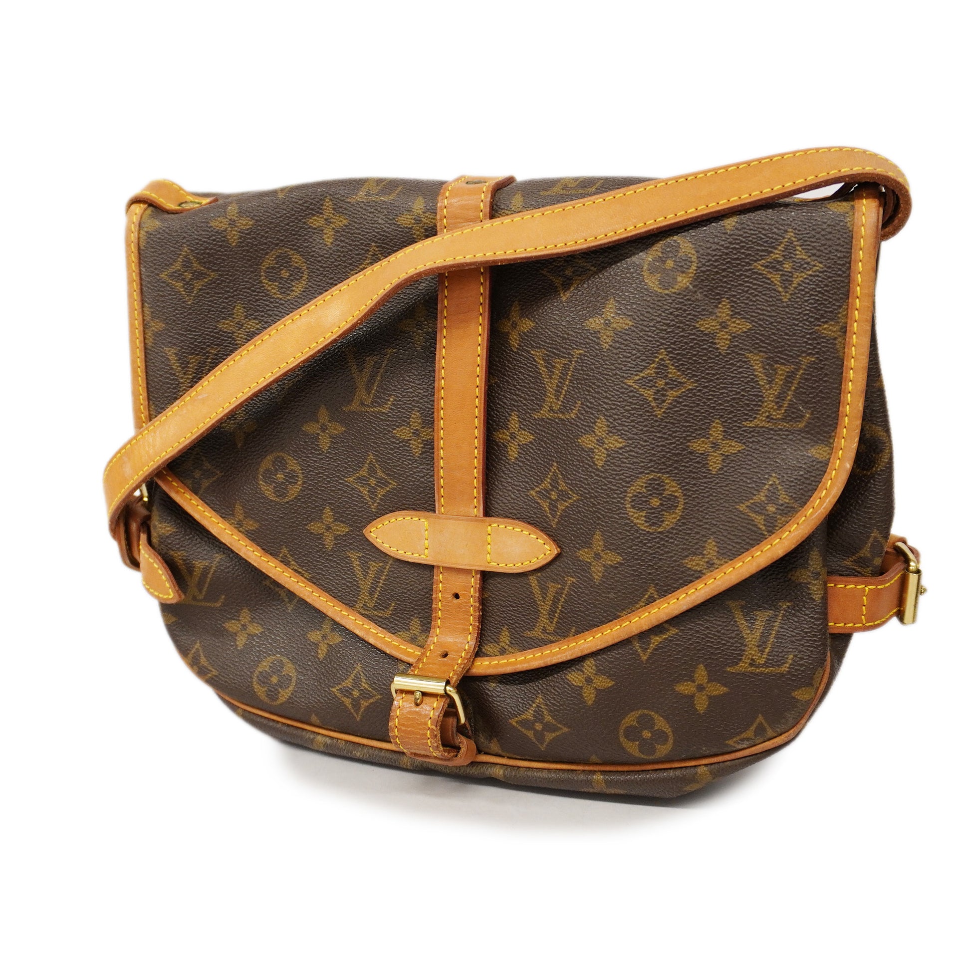 Authentic Louis Vuitton Monogram Saumur 30 Messenger Crossbody Handbag  M42256