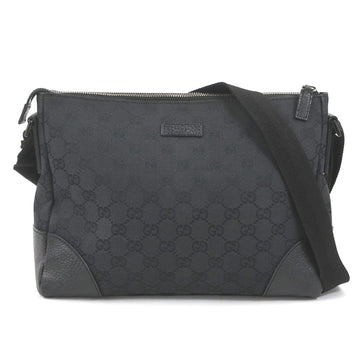 GUCCI Crossbody Shoulder Bag GG Canvas Canvas/Leather Black Silver Unisex 114273