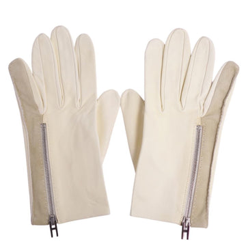 HERMES gloves glove H lambskin leather ladies 7 ivory