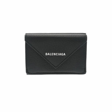 BALENCIAGA Paper Wallet Black 391446 Unisex Leather Trifold