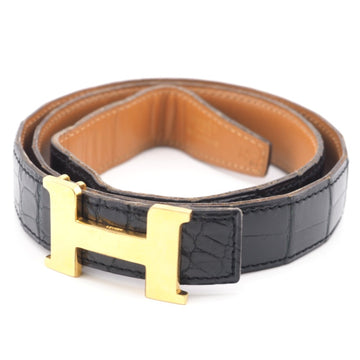 HERMES/ Constance Belt Black Men's