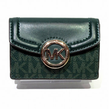 MICHAEL KORS 35T0GFTP0B RGRMLT PVC x Leather Green Wallet 3 Fold Women's