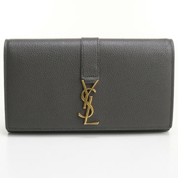 SAINT LAURENT Large Flap 414567 B680J Long Wallet with Folded Coin Purse Leather Ladies