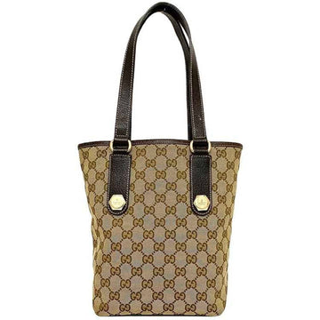 GUCCI Tote Bag Beige Brown 153361 GG Canvas Leather  Ladies
