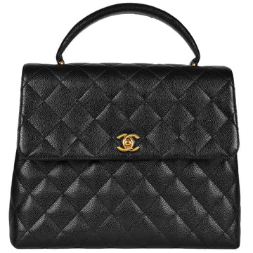 CHANEL Matelasse Coco Mark Handbag No. 7 [manufactured in 2001] Black caviar skin A12397