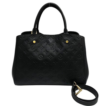 LOUIS VUITTON Montaigne MM Monogram Empreinte Leather 2way Tote Shoulder Bag Black