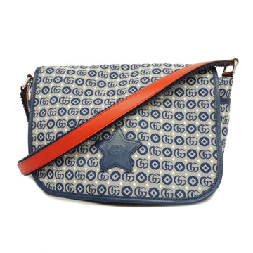 GUCCIAuth  ChildrenStar Messenger Bag 664143 Women's Canvas Shoulder Bag Navy