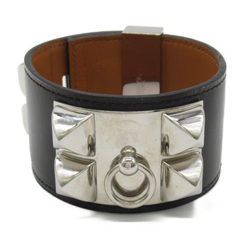 HERMES Medor Corriedosian Bracelet Black Silver leather metal