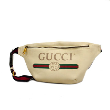 GUCCI waist bag vintage logo 530412 leather white gold hardware men women