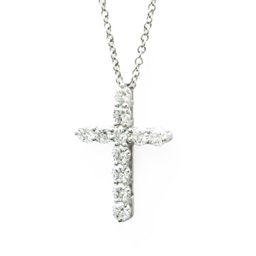 TIFFANY Small Cross Necklace Platinum Diamond Women,Men Fashion Pendant Necklace [Silver]