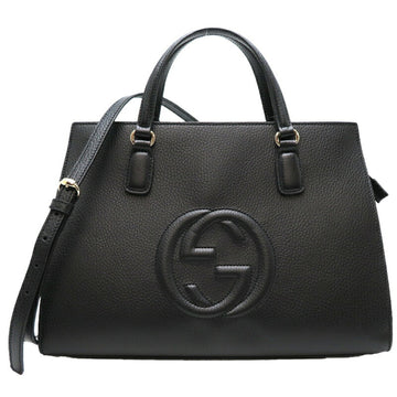 GUCCI Soho Shoulder Outlet Women's Handbag 607721 Leather Black