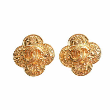 CHANEL Flower Motif Coco Mark Earrings - Gold Metal