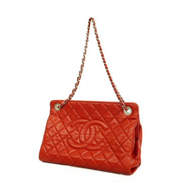 Chanel Matelasse Chain Shoulder Bag Women's Caviar Leather Red Color