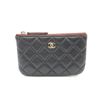 CHANEL Accessories Matelasse Classic Pouch Black Coco Mark Flat Ladies Lambskin Leather A69523